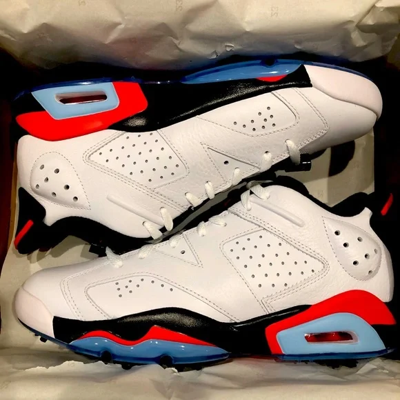 Jordan Retro 6 G Size 10 White/Infrared/Black Amazon.com | [DV1376-106] Mens Air Jordan RETRO 6 LOW GOLF  main image 2